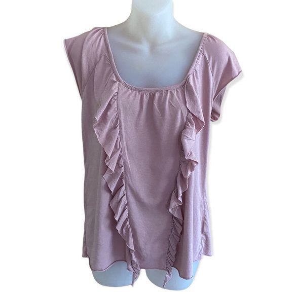 UO Kimchi Blue • Dusty Rose Frill Front Tee - Picture 1 of 15